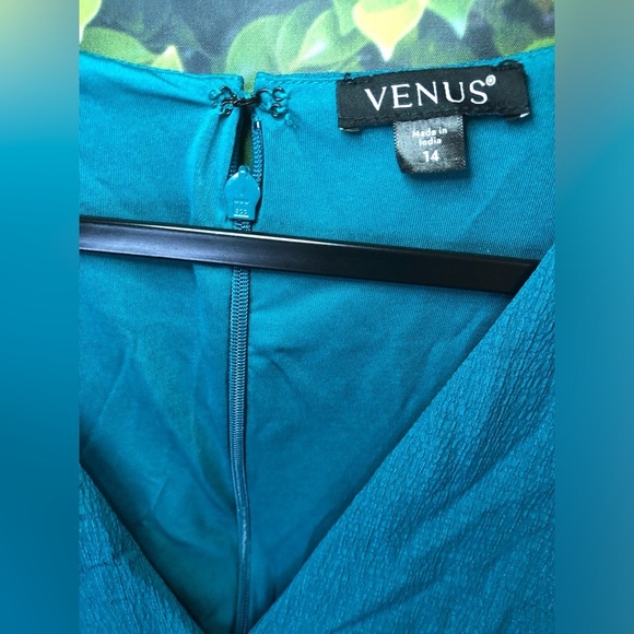 VENUS Teal Blue Wrap Romper with Flutter Sleeves - Picture 8 of 16